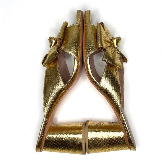 Butrich Bow Slide Pump in Gold Embossed Snake Size 40 (fits like an 8.5/9) - Picture 4 of 12